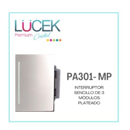 [PA301-MP] LCK- INTERRUPTOR SENCILLO DE 3 MÓDULOS PLATEADO