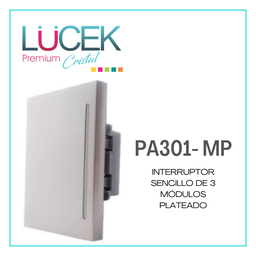 [PA301-MP] LCK- INTERRUPTOR SENCILLO DE 3 MÓDULOS PLATEADO