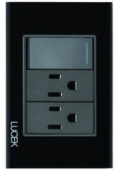 [BP20-CNN] LCK- PLACA CON 1 INTERRUPTOR SENCILLO Y 2 CONTACTOS DE 1 MÓDULO CRISTAL NEGRO