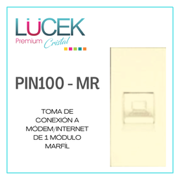 [PIN100-MR] LCK- TOMA DE CONEXIÓN A MÓDEM/INTERNET DE 1 MÓDULO MARFÍL