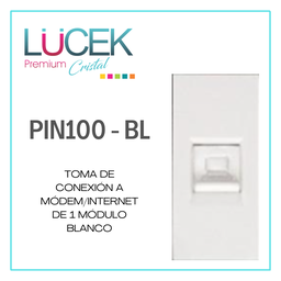 [PIN100-BL] LCK- TOMA DE CONEXIÓN A MÓDEM /INTERNET DE 1 MÓDULO BLANCO