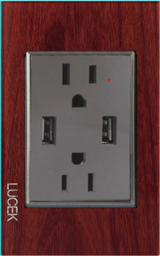 [BP25-KMN] LCK- PLACA CON CONTACTO DUPLEX Y 2 ENTRADAS DE USB. MADERA OSCURO