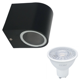 KIT - ARBOTANTE NEGRO PARED EXTERIOR CON FOCO LED ADE-003 5W o 7W