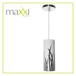 [MX-CL8009] MAX- VIDRIO SOPLADO BLANCO MATE DECORADO CROMADO LUMINARIO COLGANTE 1XE26