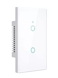[124902] AKS - PLACA INTERRUPTOR APAGADOR INTELIGENTE WIFI BLANCO, 2 APAGADORES