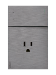 [BF07/3-P] LCK - PLACA PLANA CON 1 INTERRUPTOR DE ESCALERA Y 1 CONTACTO DE 1.5 MODULOS FLAT  PLATEADO