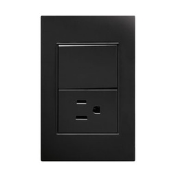 [APL-305] INN - PLACA  CON 1 CONTACTO SENCILLO Y 1 APAGADOR 3 VIAS NEGRO