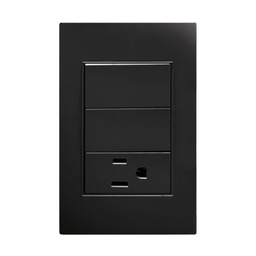 [APL-306] INN - PLACA CONTACTO SENCILLO Y 2 INTERRUPTORES 3 VIAS NEGRO