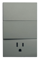 [APL-406] INN - PLACA LUXURY DE CONTACTO Y APAGADOR 2 INTERRUPTORES 3 VÍAS COLOR GRIS OXFORD