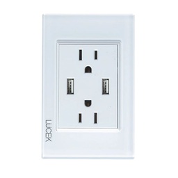 [PUSBC400-BL] LCK- 2 TOMAS DE USB A y C  Y 2 CONTACTO BLANCO