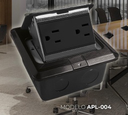 [APL-004] INN- PLACA DE PISO CONTACTO DUPLEX EMPOTRABLE POP-UP A INOX NEGRO 15A IP54