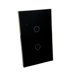 [124907] AKS - PLACA INTERRUPTOR APAGADOR INTELIGENTE WIFI, 2 APAGADORES NEGRO