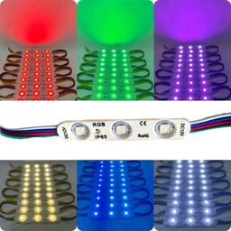 [ML3-RGBx10] 10pz MÓDULO 3 LEDS RGB CON LUPA 12V 5050 IP65 1w